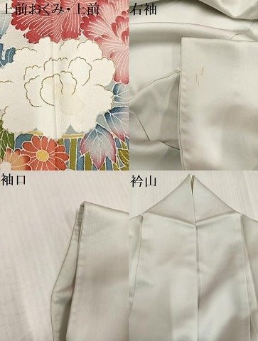 平和屋着物●豪華色留袖　友禅　作家物　飾花文　正絹　逸品　AABK3186ph