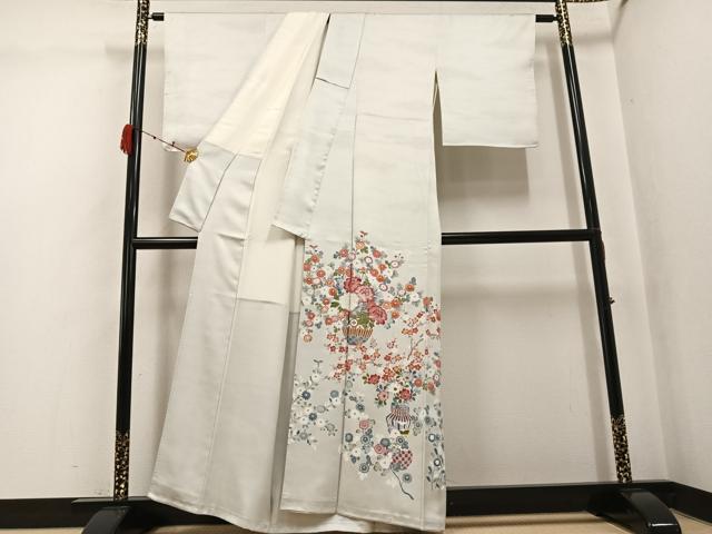 平和屋着物●豪華色留袖　友禅　作家物　飾花文　正絹　逸品　AABK3186ph