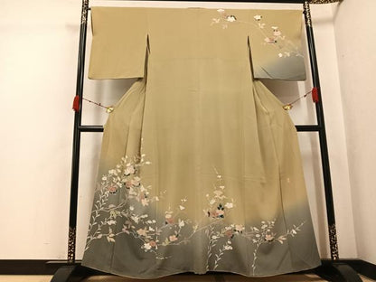 平和屋着物●訪問着　友禅　作家物　枝花文　暈し染め　正絹　逸品　AABK3191ph
