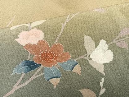 平和屋着物●訪問着　友禅　作家物　枝花文　暈し染め　正絹　逸品　AABK3191ph