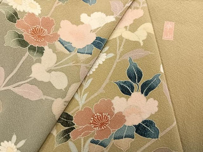 平和屋着物●訪問着　友禅　作家物　枝花文　暈し染め　正絹　逸品　AABK3191ph