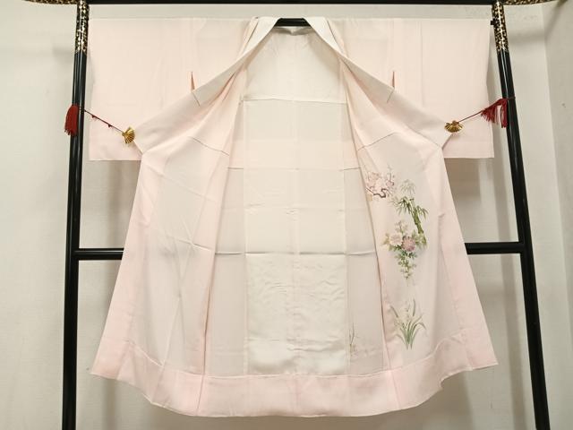 平和屋着物●長襦袢　無双仕立て　手描き　草花文　正絹　逸品　未使用　AABK3194ph