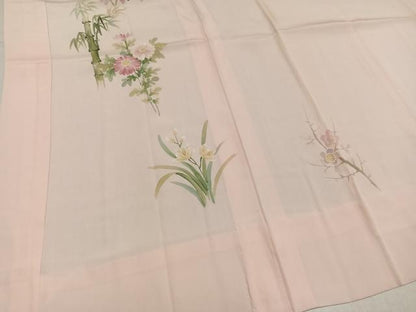 平和屋着物●長襦袢　無双仕立て　手描き　草花文　正絹　逸品　未使用　AABK3194ph