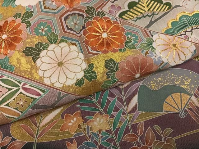 平和屋着物●豪華黒留袖　作家物　駒刺繍　松竹梅吉祥草花文　暈し染め　金彩　正絹　逸品　AABK3197ph