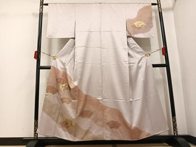 平和屋着物●訪問着　地紙草花文　金彩　三越扱い　正絹　逸品　AABK3198ph