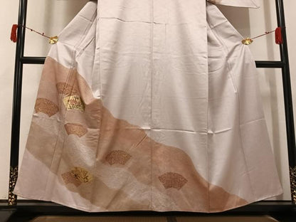 平和屋着物●訪問着　地紙草花文　金彩　三越扱い　正絹　逸品　AABK3198ph
