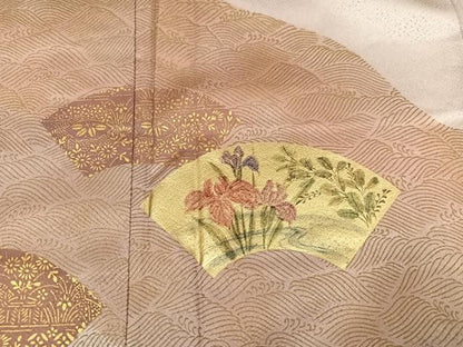 平和屋着物●訪問着　地紙草花文　金彩　三越扱い　正絹　逸品　AABK3198ph