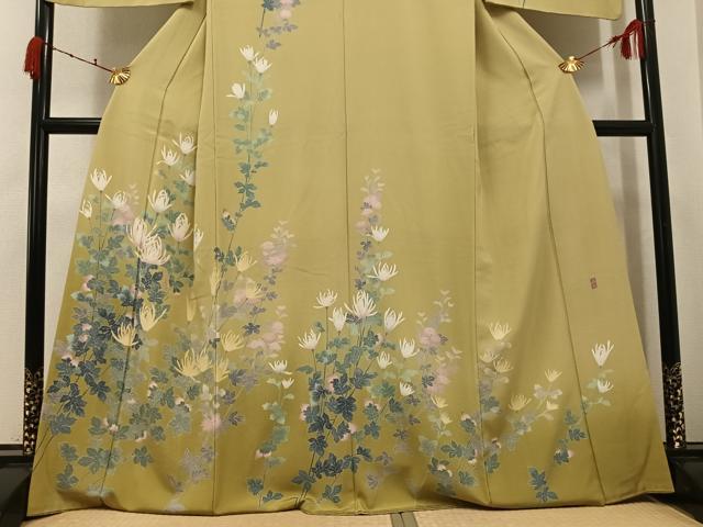 平和屋着物●十日町友禅　女流作家　遠田藤舟　訪問着　枝菊　暈し染め　正絹　逸品　AABK3200ph