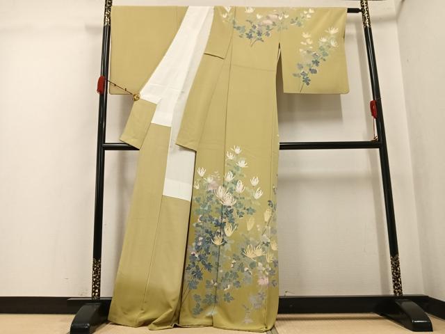 平和屋着物●十日町友禅　女流作家　遠田藤舟　訪問着　枝菊　暈し染め　正絹　逸品　AABK3200ph