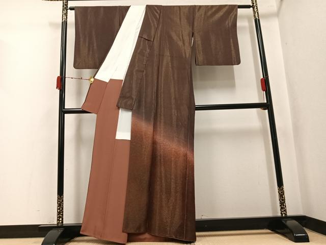 平和屋着物●色留訪問着　霞文　暈し染め　金通し地　正絹　逸品　AABK3208ph