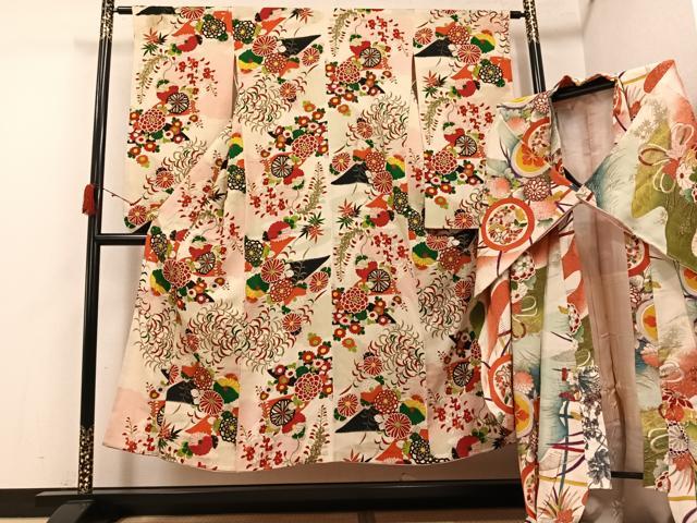 平和屋本店●アンティーク　大正ロマン　振袖　長襦袢(袷)セット　草花文　銀彩　正絹　逸品　AABK3210ph