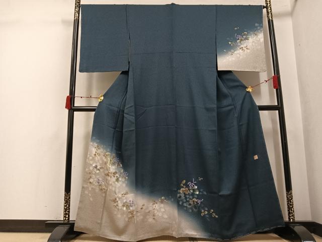 平和屋着物●和紙染染色作家・植村彩弘　訪問着　手描き　草花文　暈し染め　金彩　やまと誂製　正絹　逸品　未使用　AABK3212ph