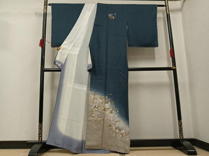 平和屋着物●和紙染染色作家・植村彩弘　訪問着　手描き　草花文　暈し染め　金彩　やまと誂製　正絹　逸品　未使用　AABK3212ph