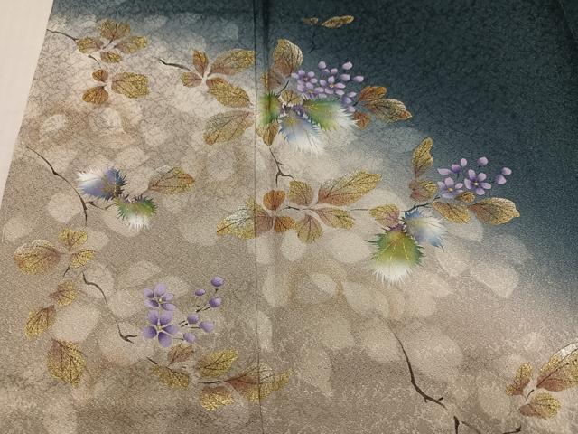 平和屋着物●和紙染染色作家・植村彩弘　訪問着　手描き　草花文　暈し染め　金彩　やまと誂製　正絹　逸品　未使用　AABK3212ph