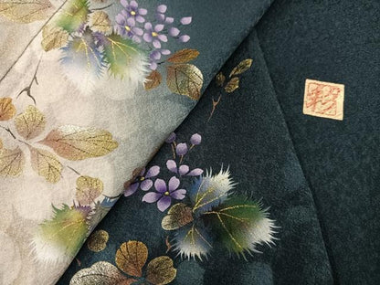 平和屋着物●和紙染染色作家・植村彩弘　訪問着　手描き　草花文　暈し染め　金彩　やまと誂製　正絹　逸品　未使用　AABK3212ph