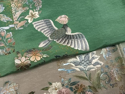 平和屋着物●訪問着　刺繍　更紗花鳥舞蝶文　暈し染め　金彩　正絹　逸品　AABK3213ph