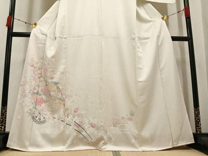 平和屋着物●訪問着　友禅　草花文　正絹　逸品　AABK3215ph