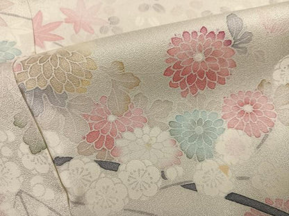平和屋着物●訪問着　友禅　草花文　正絹　逸品　AABK3215ph
