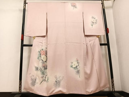 平和屋着物●訪問着　手描き　草花文　暈し染め　正絹　逸品　AABK3219ph