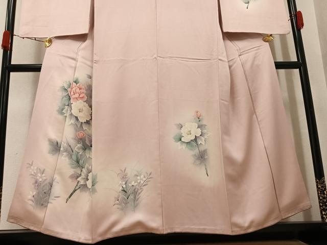 平和屋着物●訪問着　手描き　草花文　暈し染め　正絹　逸品　AABK3219ph