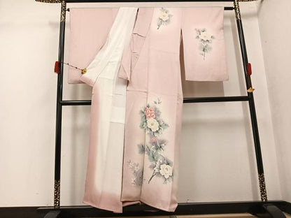 平和屋着物●訪問着　手描き　草花文　暈し染め　正絹　逸品　AABK3219ph