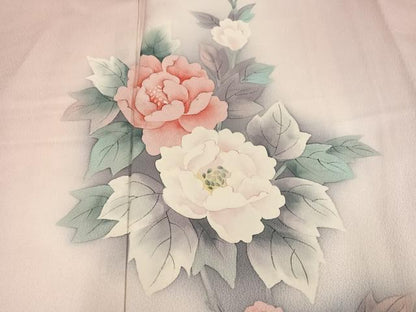 平和屋着物●訪問着　手描き　草花文　暈し染め　正絹　逸品　AABK3219ph