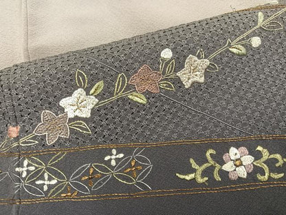 平和屋着物●訪問着　総刺繍　中国三大刺繍　スワトウ刺繍　汕頭刺繍　草花文　暈し染め　金糸　正絹　逸品　AABK3223ph