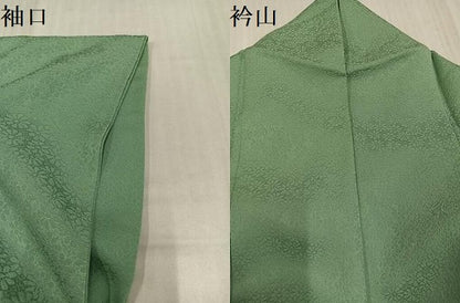 平和屋着物●上質な色無地　花地紋　柳染色　三越扱い　正絹　逸品　AABK3225ph