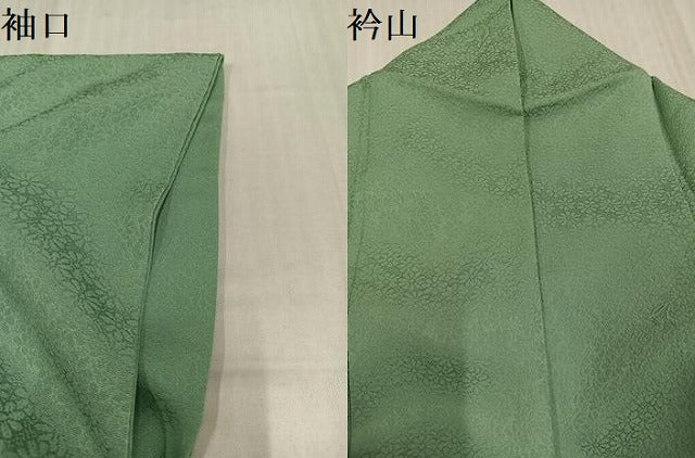 平和屋着物●上質な色無地　花地紋　柳染色　三越扱い　正絹　逸品　AABK3225ph