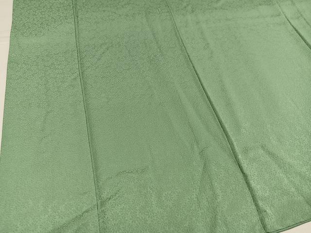 平和屋着物●上質な色無地　花地紋　柳染色　三越扱い　正絹　逸品　AABK3225ph
