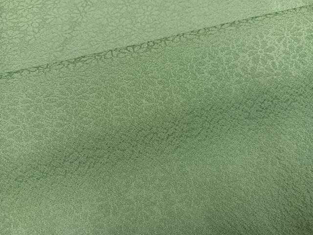 平和屋着物●上質な色無地　花地紋　柳染色　三越扱い　正絹　逸品　AABK3225ph