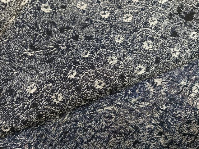 平和屋着物●お召　訪問着　辻が花　藍　正絹　逸品　AABK3226ph
