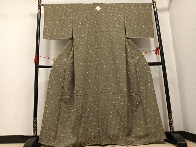 平和屋着物●黄金糸　お召　千鳥　正絹　逸品　未使用　AABK3228ph
