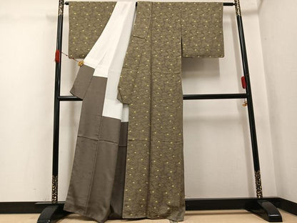 平和屋着物●黄金糸　お召　千鳥　正絹　逸品　未使用　AABK3228ph