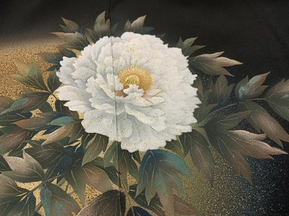 平和屋着物●豪華黒留袖　作家物　洛峯　手描き　猫　草花　暈し染め　金彩　正絹　逸品　AABK3230ph