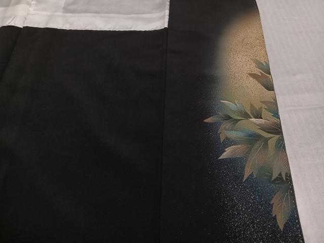 平和屋着物●豪華黒留袖　作家物　洛峯　手描き　猫　草花　暈し染め　金彩　正絹　逸品　AABK3230ph