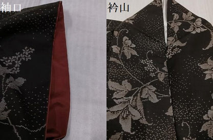 平和屋着物●本場大島紬　9マルキ　花唐草文　正絹　逸品　AABK3232ph