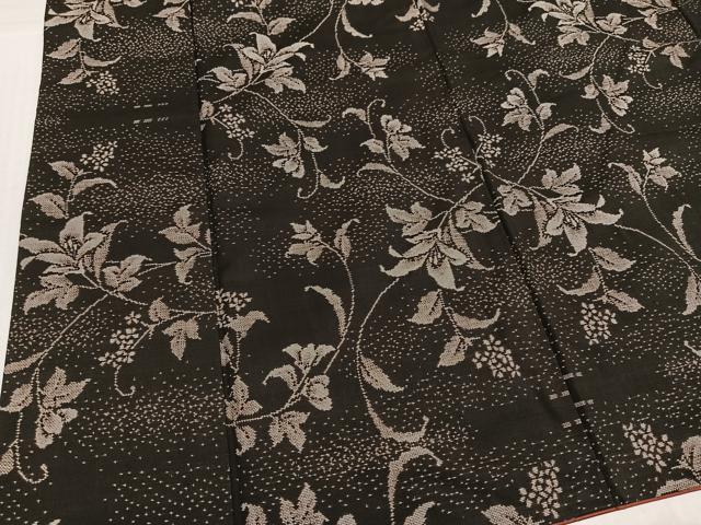 平和屋着物●本場大島紬　9マルキ　花唐草文　正絹　逸品　AABK3232ph