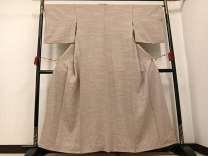 平和屋着物●上質な色無地　空五倍子色　正絹　逸品　AABK3237ph