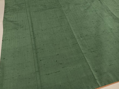 平和屋着物●上質な紬　色無地　老竹色　正絹　逸品　AABK3238ph