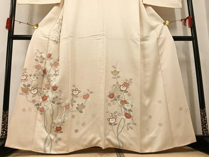 平和屋着物●訪問着　駒刺繍　梅橘文　金彩　正絹　逸品　AABK3241ph