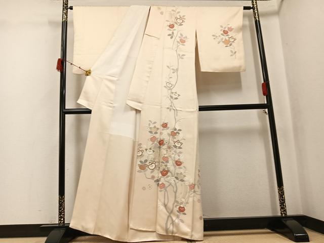 平和屋着物●訪問着　駒刺繍　梅橘文　金彩　正絹　逸品　AABK3241ph