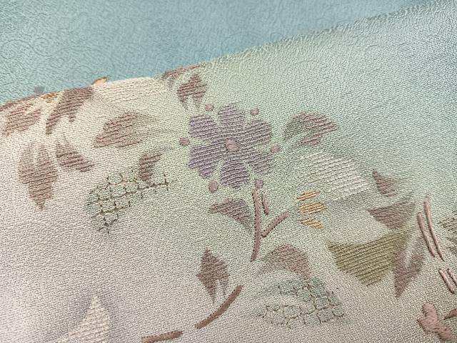 平和屋着物●訪問着　中国三大刺繍　汕頭刺繍　スワトウ刺繍　螺鈿箔　草花文　暈し染め　金彩　やまと誂製　正絹　逸品　AABK3242ph