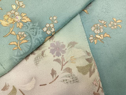 平和屋着物●訪問着　中国三大刺繍　汕頭刺繍　スワトウ刺繍　螺鈿箔　草花文　暈し染め　金彩　やまと誂製　正絹　逸品　AABK3242ph