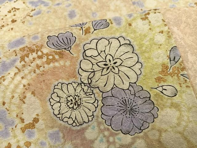 平和屋着物●伝統工芸士　辻井　小紋　辻が花　金彩　銀通し地　正絹　逸品　AABK3243ph