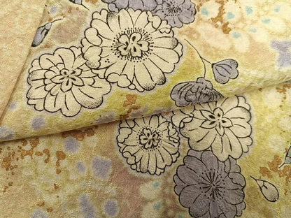 平和屋着物●伝統工芸士　辻井　小紋　辻が花　金彩　銀通し地　正絹　逸品　AABK3243ph