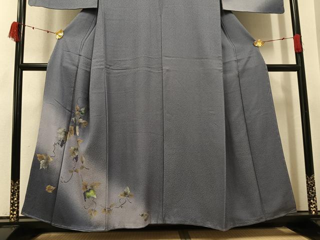 平和屋着物●訪問着　手描き　葡萄蔦の葉文　暈し染め　金銀彩　さが美扱い　正絹　逸品　未使用　AABK3247ph