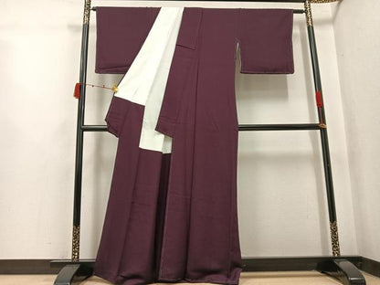 平和屋着物●上質な色無地　似せ紫色　正絹　逸品　未使用　AABK3251ph