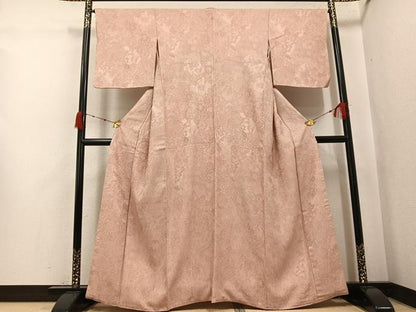 平和屋着物●上質な色無地　花地紋　伽羅色　正絹　逸品　AABK3253ph