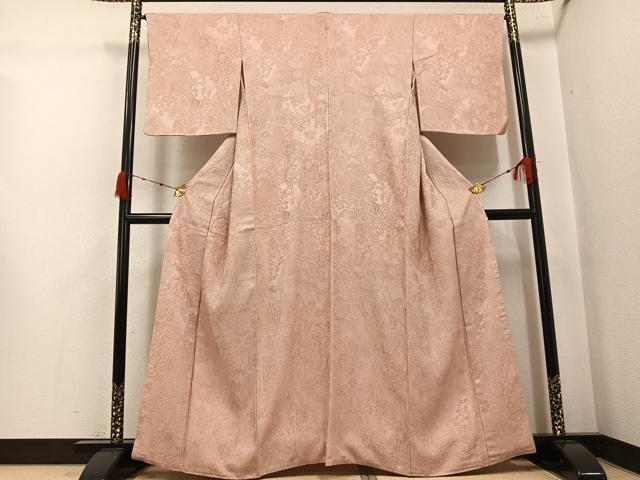 平和屋着物●上質な色無地　花地紋　伽羅色　正絹　逸品　AABK3253ph